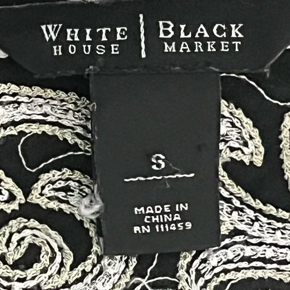 WHITE HOUSE BLACK MARKET SILK sparkling EMBROIDERED Sheer and lightweight BLOUSE - Picture 3 of 8